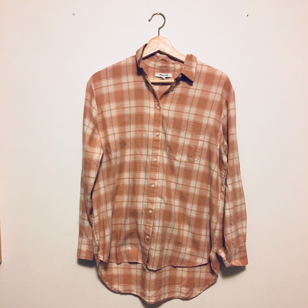 Madewell Pink Plaid Button-Down